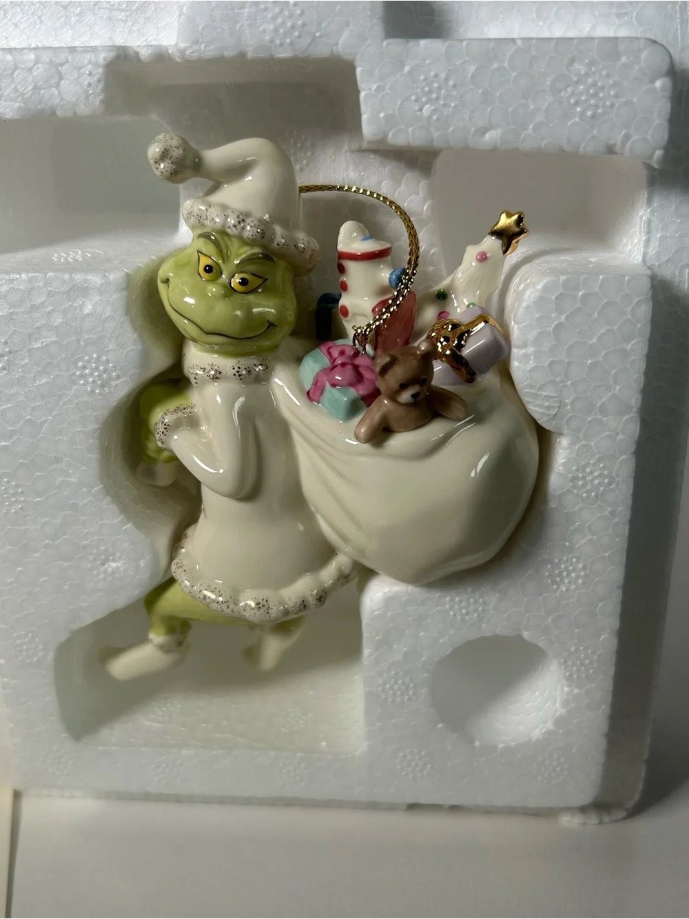 Lenox Old Grinchy Claus Grinch Ornament 24K Gold Dr Seuss w Box COA